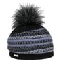 Gorro de Lã Fresada Faux Fur Pom by Seeberger azul marinho